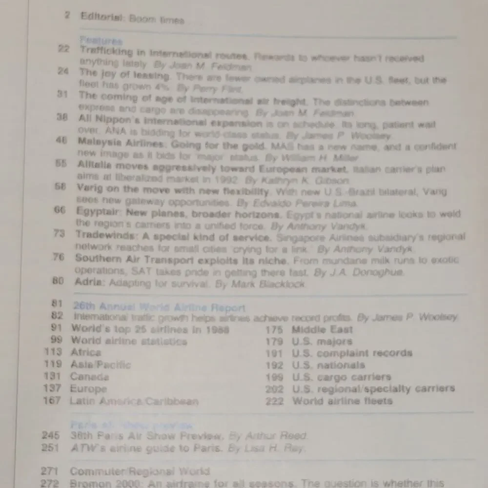 Air Transport World Magazine - June 1989 - World Airline Report, Paris Preview